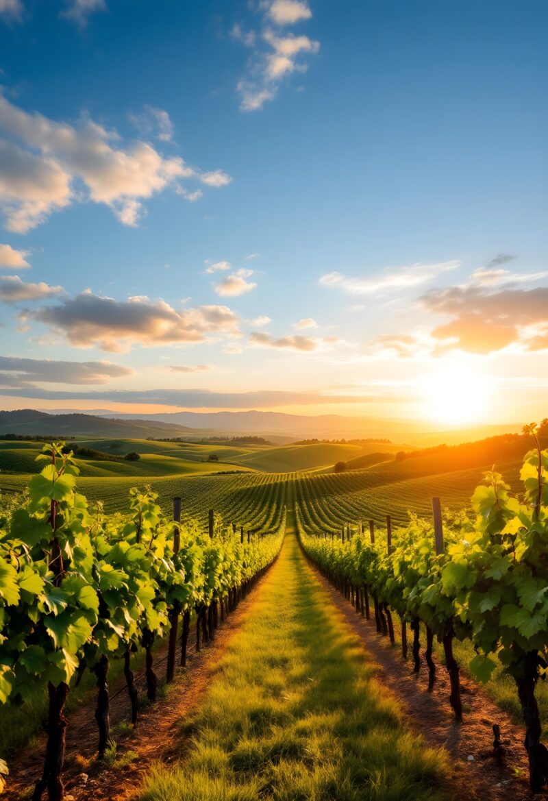 Viñedo al atardecer argentina