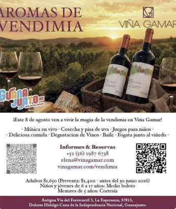 Segunda edición de Aromas de Vendimia en Viña Gamar, Dolores Hidalgo, un festival sensorial dedicado al vino guanajuatense